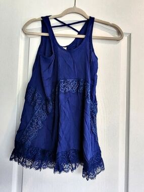 Hayden Girls Blue Lace-Trim Dress Size 10 NWT